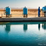Home 20 담수화 기술의 신뢰성 평가 - **Prompt:** A visually striking image contrasting the challenge of water scarcity with the promise o...