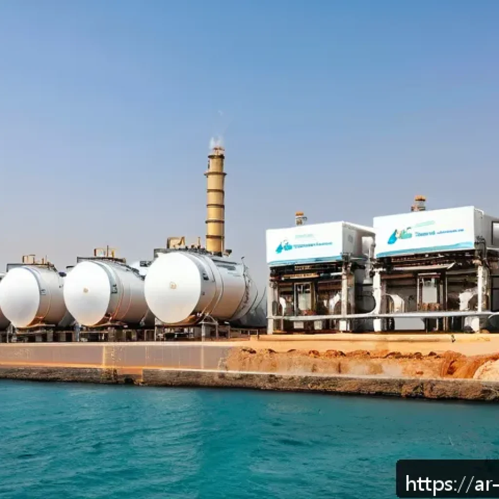 담수화 기술 개발을 위한 자금 조달 방법 - A large-scale water desalination plant located on the Red Sea coast near Jeddah, Saudi Arabia, featu...