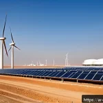 Home 21 담수화 기술 발전의 주요 이슈 - A modern desalination plant in the Middle East desert, showcasing advanced reverse osmosis membranes...