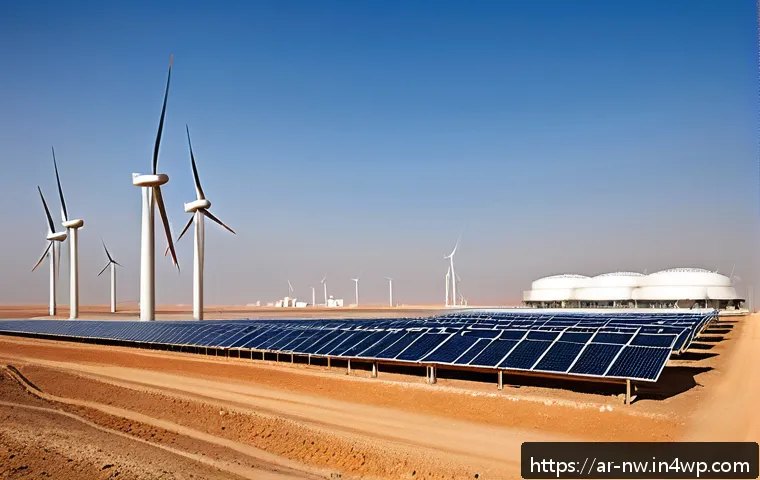 담수화 기술 발전의 주요 이슈 - A modern desalination plant in the Middle East desert, showcasing advanced reverse osmosis membranes...